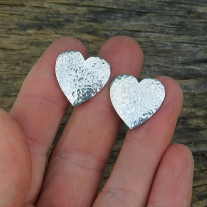 Hammered Heart Cufflinks (Medium Design), Handcast Pewter Cufflinks, Polished Finish