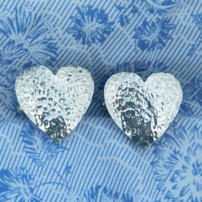 Hammered Heart Cufflinks (Medium Design), Handcast Pewter Cufflinks, Polished Finish