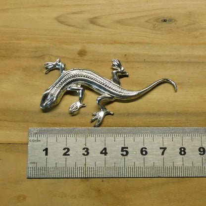 Lizard Brooch, Handcast Pewter, Polished Finish