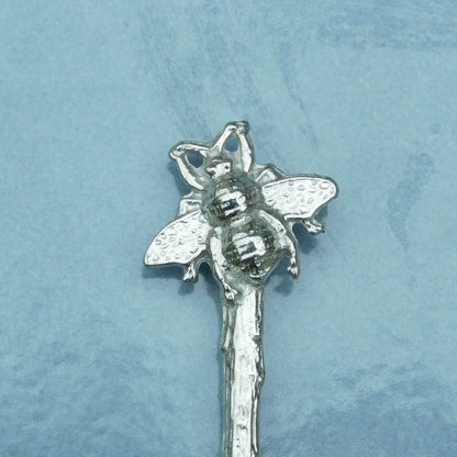Long Handled Pewter Jam Spoon with Honey Bee Handle, Pewter Condiment Spoon, Handmade, in Finest Pewter, by William Sturt