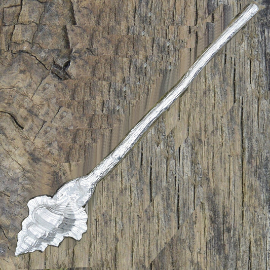Honey Dipper With Shell, Handcast, In Fine Pewter, By William Sturt
