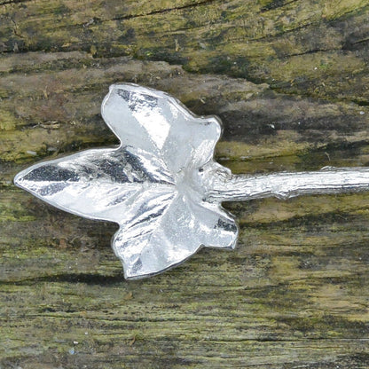 Jam Spoon with Ivy Bowl and Acorn Handle, Handmade in Fine Pewter by William Sturt