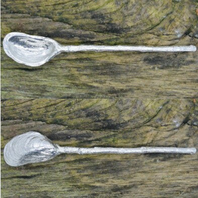 Mussel Shell Jam Spoon, Handcast In Fine Pewter By William Sturt