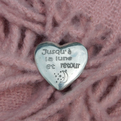 Jusqu'à la lune et retour, (To The Moon and Back) Pocket Token, Handmade in Pewter by William Sturt