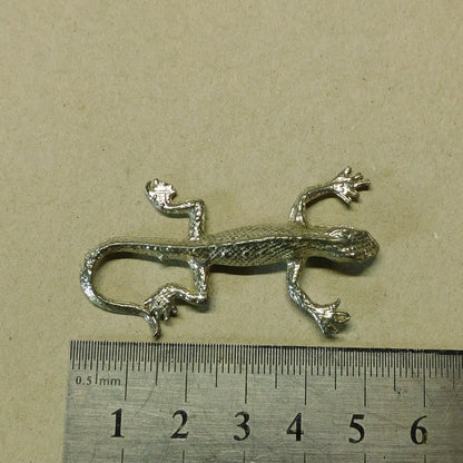 Lizard Brooch (Slim Design), Handcast Pewter, Polished Finish