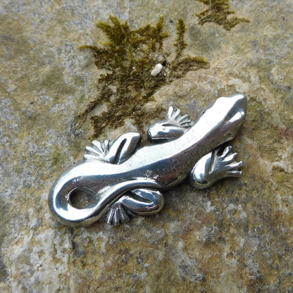 Lizard Brooch, (Chunky Design), Handcast Pewter, Polished Finish