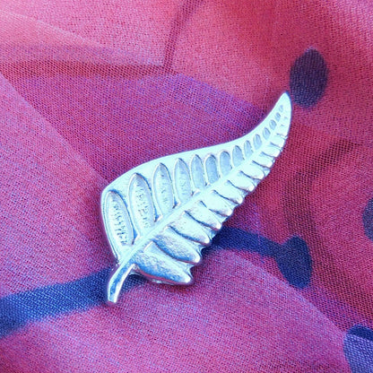 Silver Fern Brooch, Handcast Pewter, Polished Finish