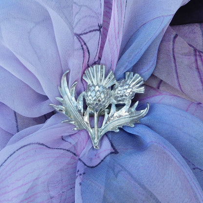 Thistle Scarf Ring, Handcast Pewter, Polished Finish