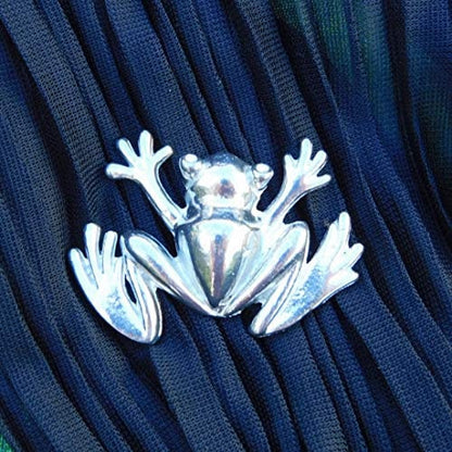 Frog Brooch (Simple Frog), Handcast Pewter Brooch, Polished Finish
