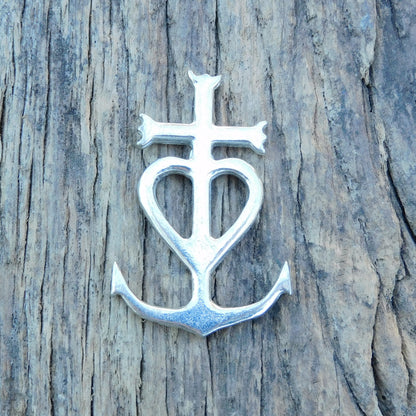 Camargue Cross Brooch, Handcast Pewter, Polished Finish