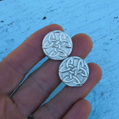 Celtic Knot Cufflinks, Handcast Pewter Cufflinks, Polished Finish