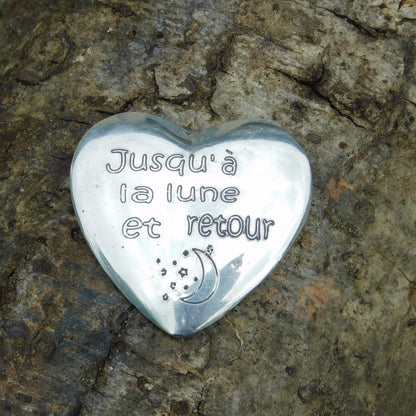 Jusqu'à la lune et retour, (To The Moon and Back) Pocket Token, Handmade in Pewter by William Sturt