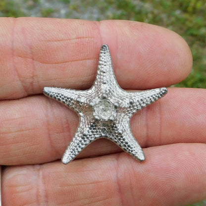 Starfish Brooch, Handcast Pewter, Polished Finish