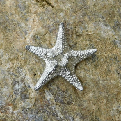 Starfish Brooch, Handcast Pewter, Polished Finish