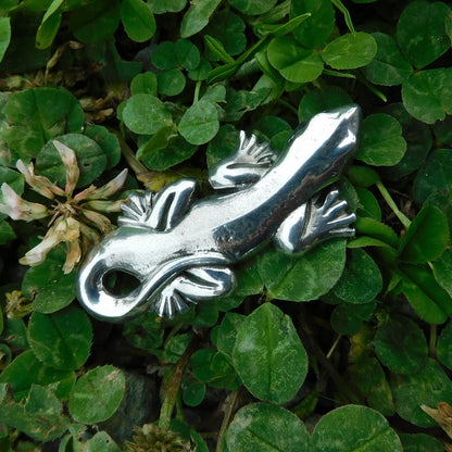 Lizard Brooch, (Chunky Design), Handcast Pewter, Polished Finish