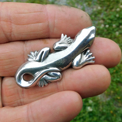 Lizard Brooch, (Chunky Design), Handcast Pewter, Polished Finish