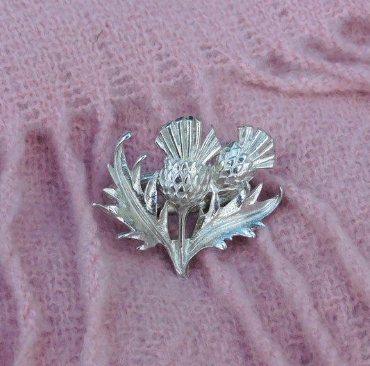 Thistle Scarf Ring, Handcast Pewter, Polished Finish