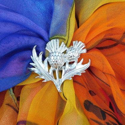 Thistle Scarf Ring, Handcast Pewter, Polished Finish