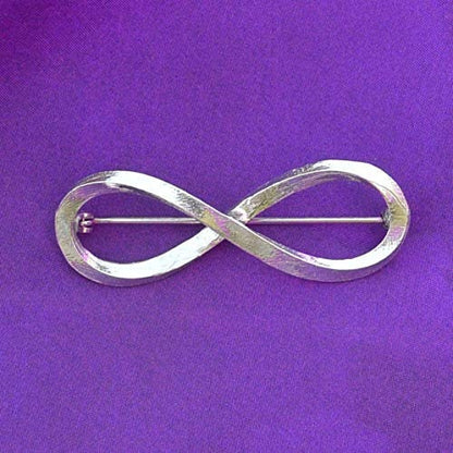 Infinity Loop Brooch, Handcast Pewter, Polished Finish