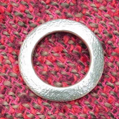 Hammered Circle Brooch, Handcast Pewter, Polished Finish