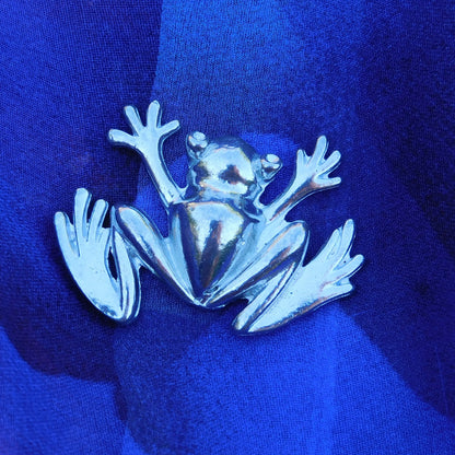 Frog Brooch (Simple Frog), Handcast Pewter Brooch, Polished Finish