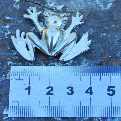 Frog Brooch (Simple Frog), Handcast Pewter Brooch, Polished Finish