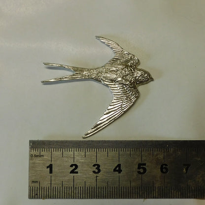 Swallow Brooch, Handcast Pewter, Polished Finish