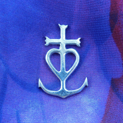 Camargue Cross Brooch, Handcast Pewter, Polished Finish