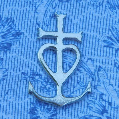 Camargue Cross Brooch, Handcast Pewter, Polished Finish