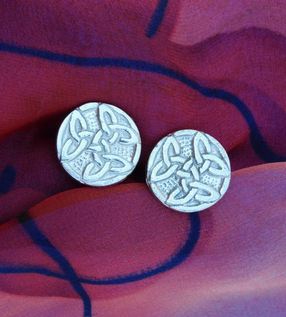 Celtic Knot Cufflinks, Handcast Pewter Cufflinks, Polished Finish