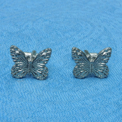 Butterfly Cufflinks, Handcast Pewter Cufflinks, Polished Finish