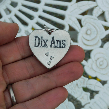 Tin anniversary keyring, handmade in Fine Pewter with Personalisable date.