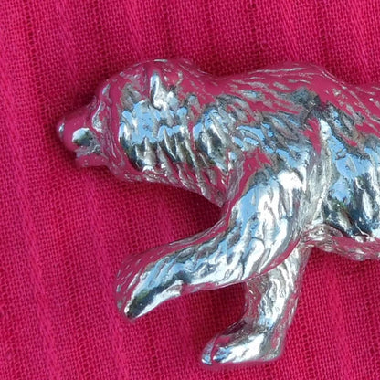 Grizzly Bear Figurine, Bear Totem, Bear Miniature, Hand Crafted, Handmade in Fine Pewter, by William Sturt