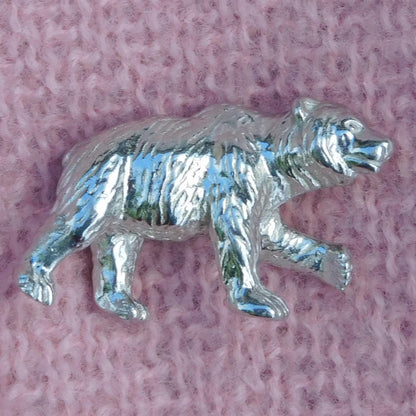 Grizzly Bear Figurine, Bear Totem, Bear Miniature, Hand Crafted, Handmade in Fine Pewter, by William Sturt