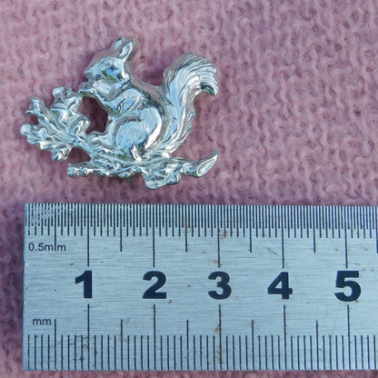 Squirrel Brooch, Handcast Pewter, Polished Finish