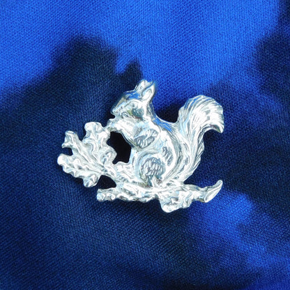 Squirrel Brooch, Handcast Pewter, Polished Finish