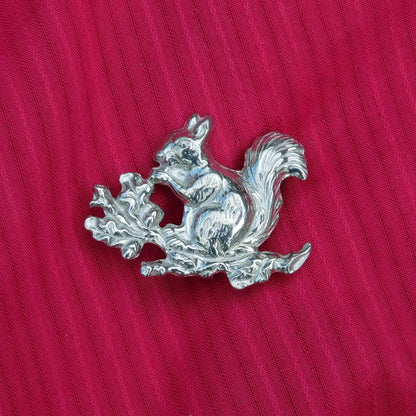 Squirrel Brooch, Handcast Pewter, Polished Finish