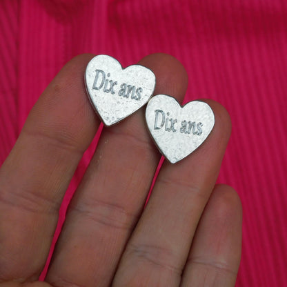 Hammered Heart Cufflinks (Personalised), Handcast Pewter Cufflinks, Polished Finish