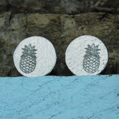Pineapple Cufflinks (Hammered Design), Handcast Pewter Cufflinks, Polished Finish