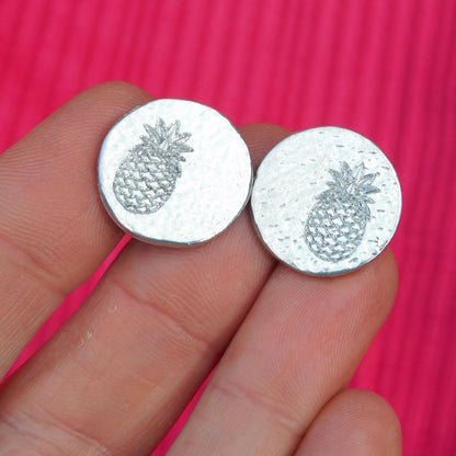 Pineapple Cufflinks (Hammered Design), Handcast Pewter Cufflinks, Polished Finish