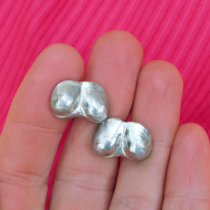 Adult Novelty Cufflinks (Breast Design), Handcast Pewter Cufflinks, Polished Finish