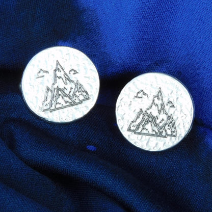 Mountain Cufflinks, Handcast Pewter Cufflinks, Polished Finish