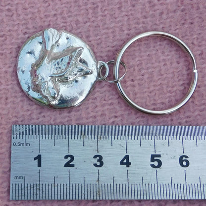 Dove Keyring, Dove Key Fob, Handmade, by William Sturt, in Fine Pewter