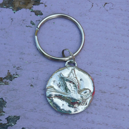 Dove Keyring, Dove Key Fob, Handmade, by William Sturt, in Fine Pewter