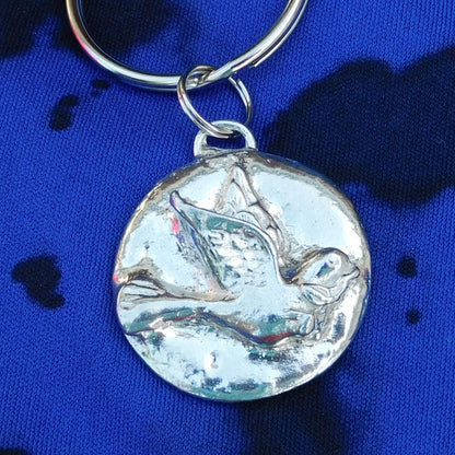 Dove Keyring, Dove Key Fob, Handmade, by William Sturt, in Fine Pewter