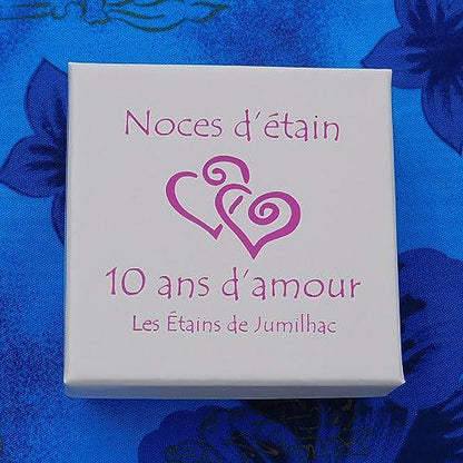 Tin anniversary keyring, handmade in Fine Pewter with Personalisable date.