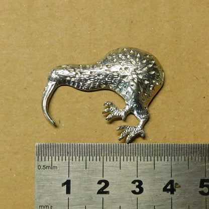 Kiwi Brooch, Handcast Pewter, Polished Finish