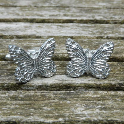Butterfly Cufflinks, Handcast Pewter Cufflinks, Polished Finish