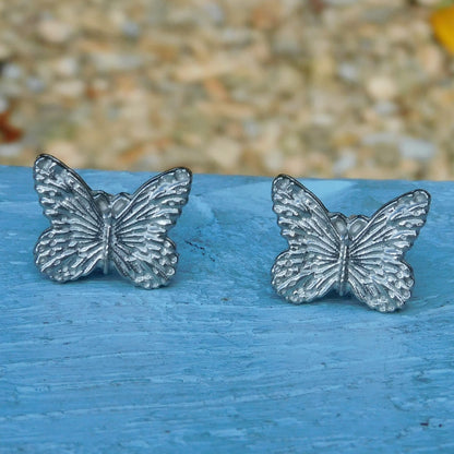 Butterfly Cufflinks, Handcast Pewter Cufflinks, Polished Finish