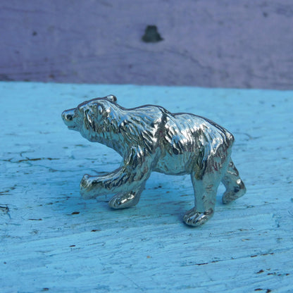 Grizzly Bear Figurine, Bear Totem, Bear Miniature, Hand Crafted, Handmade in Fine Pewter, by William Sturt
